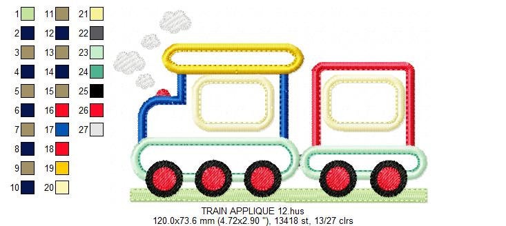 Train embroidery designs - Vehicle embroidery design machine embroidery pattern - baby boy embroidery file instant download train with wagon