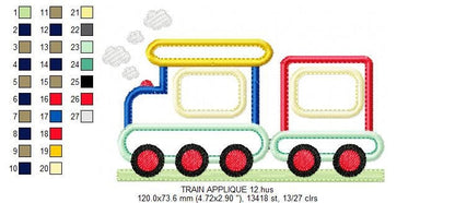Train embroidery designs - Vehicle embroidery design machine embroidery pattern - baby boy embroidery file instant download train with wagon