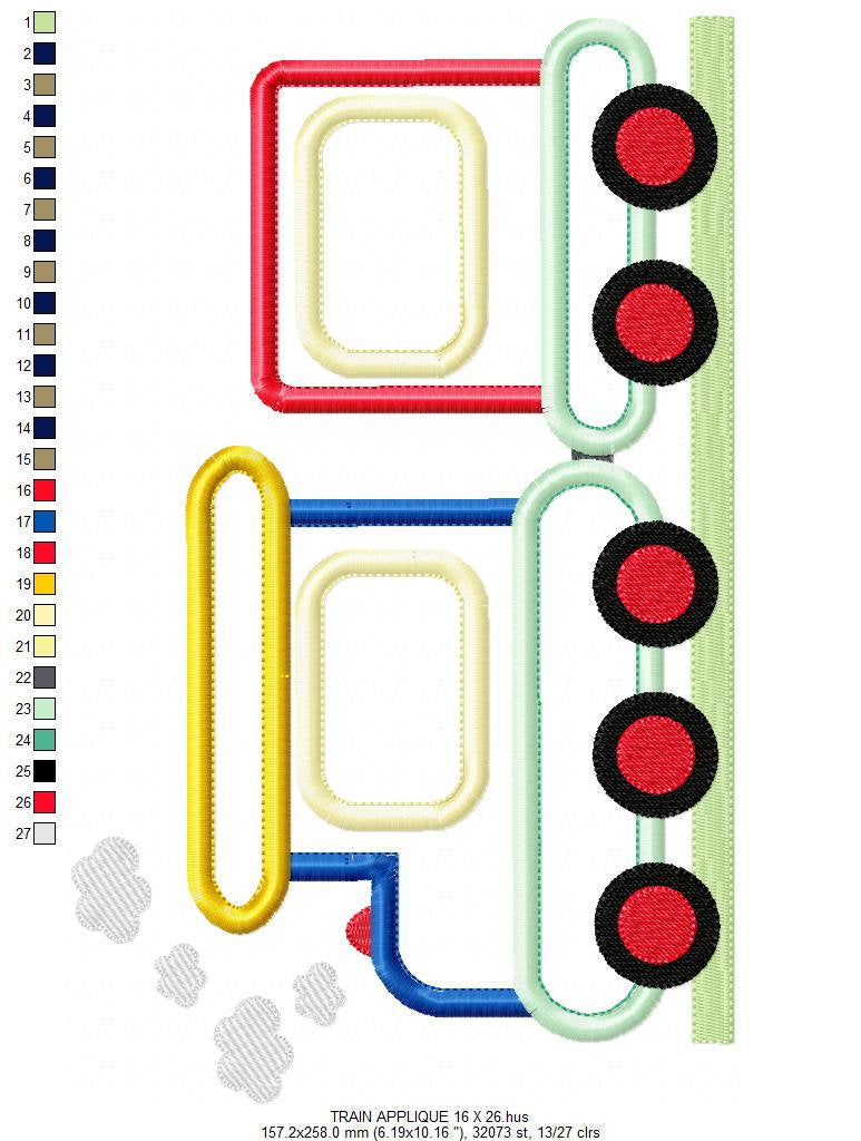 Train embroidery designs - Vehicle embroidery design machine embroidery pattern - baby boy embroidery file instant download train with wagon
