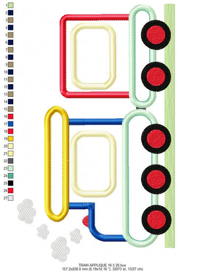 Train embroidery designs - Vehicle embroidery design machine embroidery pattern - baby boy embroidery file instant download train with wagon