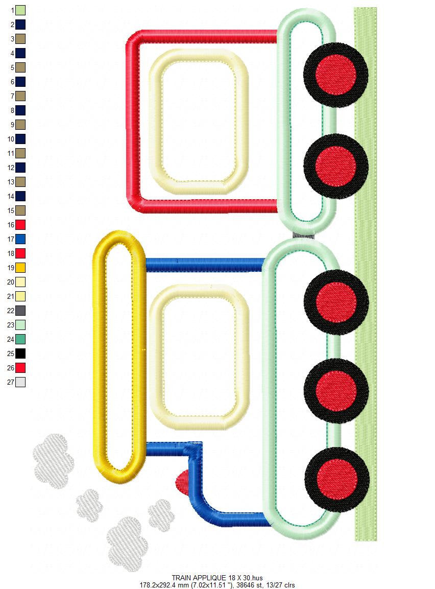 Train embroidery designs - Vehicle embroidery design machine embroidery pattern - baby boy embroidery file instant download train with wagon