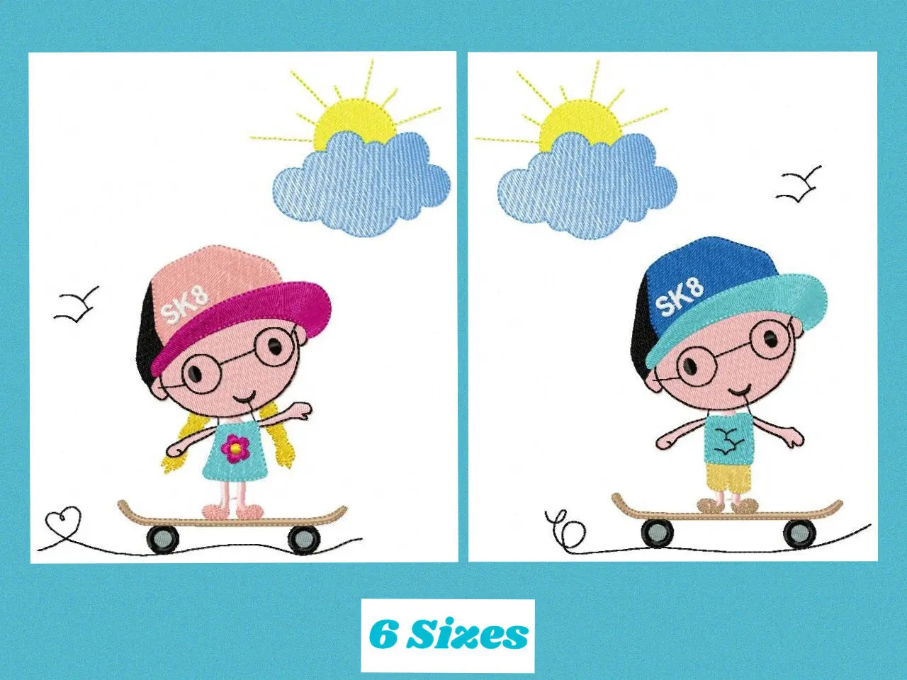 Skate embroidery designs - Skateboard embroidery design machine embroidery pattern - boy embroidery file - instant download skateboarding Marcia Embroidery