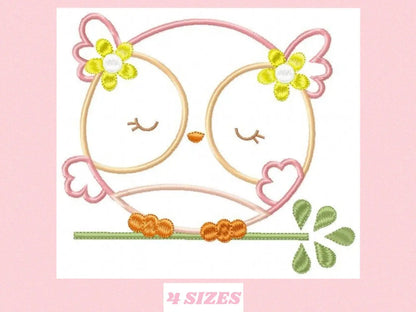 Owl applique embroidery design - Owl on branch embroidery design machine embroidery pattern - baby girl embroidery file - instant download Marcia Embroidery