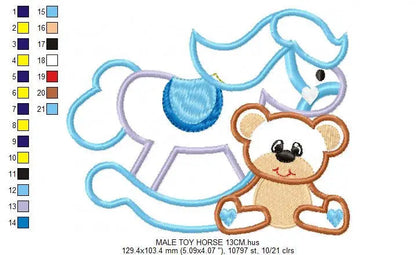 Horse Toy embroidery design - Baby Boy and girl machine embroidery pattern - Toy horse swing applique - Instant digital download pes jef dst Marcia Embroidery