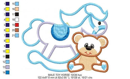 Horse Toy embroidery design - Baby Boy and girl machine embroidery pattern - Toy horse swing applique - Instant digital download pes jef dst Marcia Embroidery