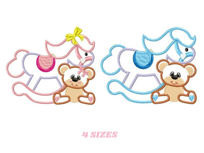 Horse Toy embroidery design - Baby Boy and girl machine embroidery pattern - Toy horse swing applique - Instant digital download pes jef dst Marcia Embroidery