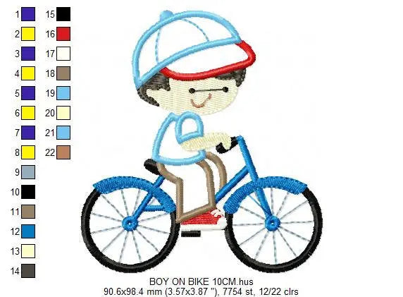 Boy with bike embroidery designs - Boy embroidery design machine embroidery pattern - boy applique design - bike applique instant download Marcia Embroidery