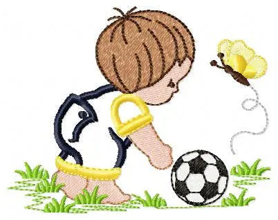 Boy with ball embroidery design - Baby boy embroidery design machine embroidery pattern - toddler embroidery file instant digital download Marcia Embroidery