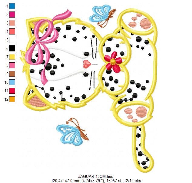 Jaguar embroidery designs - Safari embroidery design machine embroidery pattern - Animal embroidery file - Jaguar applique design download