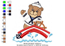 Laden Sie das Bild in den Galerie-Viewer, Bear embroidery designs - Sailor embroidery design machine embroidery pattern - sailor bear applique design - Teddy embroidery nautical boat
