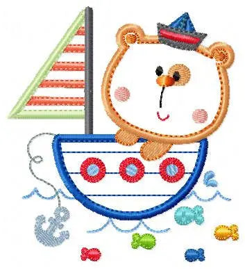 Bear embroidery designs - Sailor embroidery design machine embroidery pattern - Sailor bear with boat applique design - instant download pes Marcia Embroidery