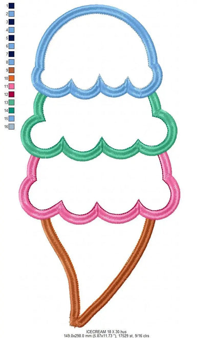 Ice cream embroidery designs - Candy embroidery design machine embroidery pattern - Dessert embroidery file icecream applique Ice cream cone Marcia Embroidery