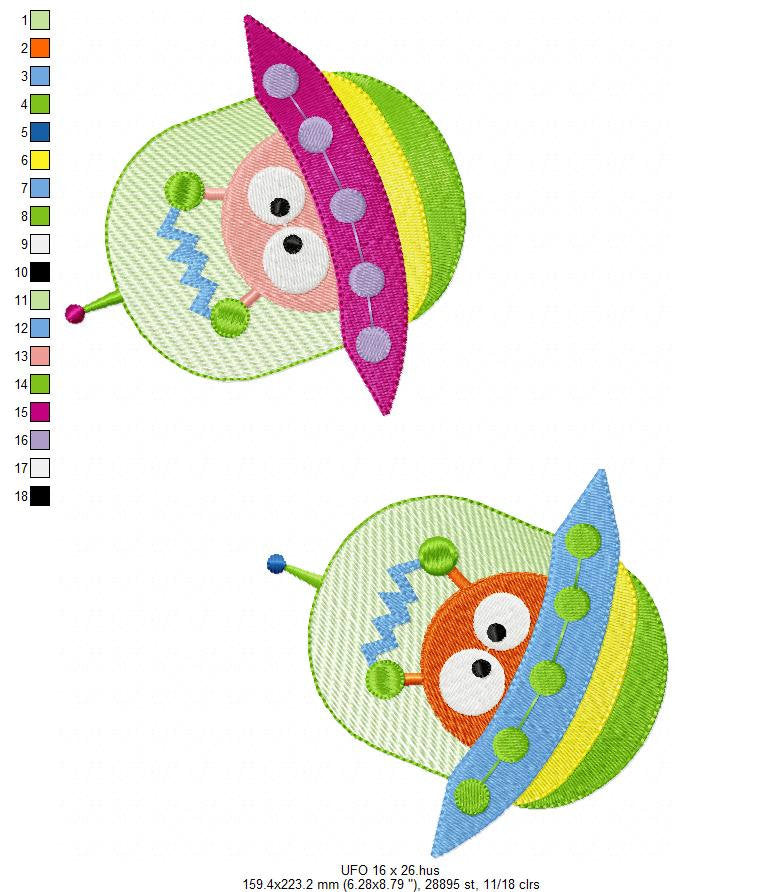 Spaceship embroidery designs - UFO embroidery design machine embroidery pattern - alien design instant download - Space embroidery file ET