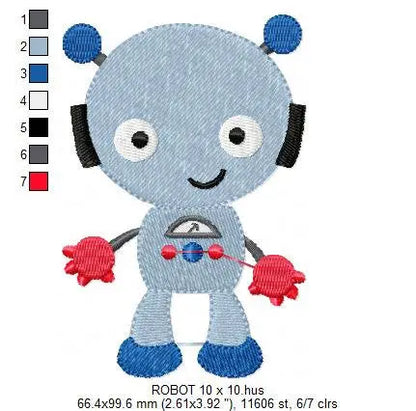 Robot embroidery designs - Baby boy Cyborg embroidery designs machine embroidery pattern - Children Robot Toy file - Instant download pes Marcia Embroidery