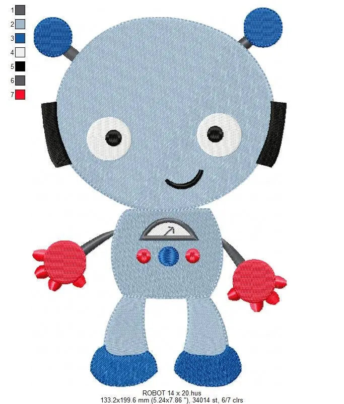 Robot embroidery designs - Baby boy Cyborg embroidery designs machine embroidery pattern - Children Robot Toy file - Instant download pes Marcia Embroidery