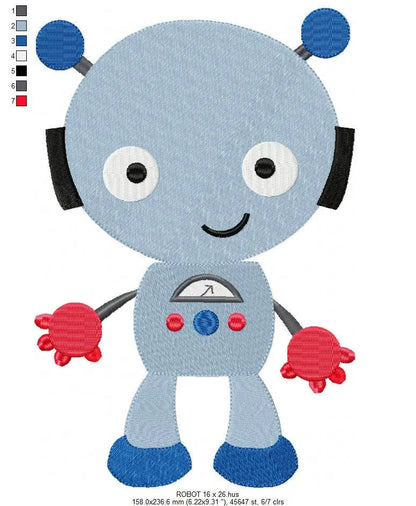 Robot embroidery designs - Baby boy Cyborg embroidery designs machine embroidery pattern - Children Robot Toy file - Instant download pes Marcia Embroidery