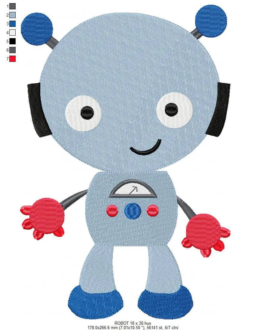 Robot embroidery designs - Baby boy Cyborg embroidery designs machine embroidery pattern - Children Robot Toy file - Instant download pes Marcia Embroidery