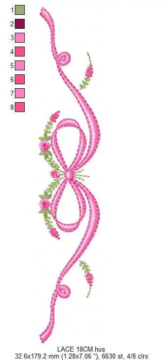 Lace with flowers embroidery designs - Bow Tie embroidery design machine embroidery pattern - Baby girl embroidery file - Lace embroidery Marcia Embroidery