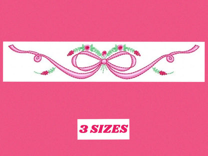 Lace with flowers embroidery designs - Bow Tie embroidery design machine embroidery pattern - Baby girl embroidery file - Lace embroidery Marcia Embroidery