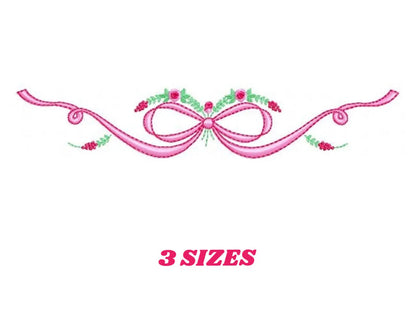 Lace with flowers embroidery designs - Bow Tie embroidery design machine embroidery pattern - Baby girl embroidery file - Lace embroidery Marcia Embroidery