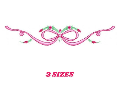 Lace with flowers embroidery designs - Bow Tie embroidery design machine embroidery pattern - Baby girl embroidery file - Lace embroidery Marcia Embroidery