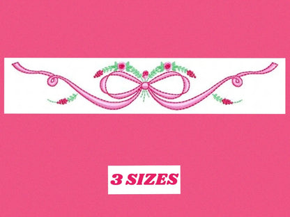 Lace with flowers embroidery designs - Bow Tie embroidery design machine embroidery pattern - Baby girl embroidery file - Lace embroidery Marcia Embroidery
