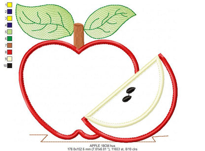 Apple applique embroidery designs - Fruit machine embroidery pattern - Kitchen tea towel embroidery file - Instant download pes jef dst vp3