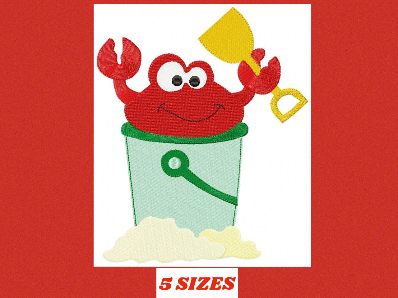 Crab embroidery design - Beach animal in a bucket embroidery designs machine embroidery pattern - Children play toy file - Instant download