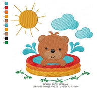 Carica l&#39;immagine nel visualizzatore di Gallery, Bear embroidery designs - Swimming pool embroidery design machine embroidery pattern - Baby boy embroidery file - instant digital download
