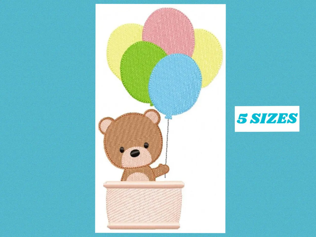 Balloon embroidery designs - Bear with balloons embroidery design machine embroidery pattern - Birthday embroidery file - instant download Marcia Embroidery