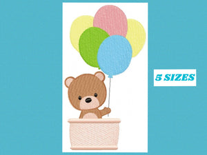 Balloon embroidery designs - Bear with balloons embroidery design machine embroidery pattern - Birthday embroidery file - instant download