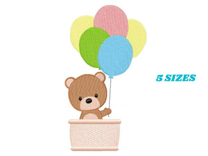 Balloon embroidery designs - Bear with balloons embroidery design machine embroidery pattern - Birthday embroidery file - instant download Marcia Embroidery