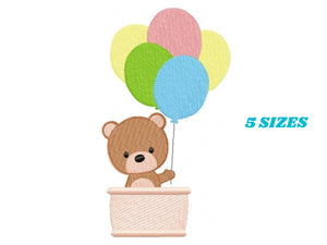 Balloon embroidery designs - Bear with balloons embroidery design machine embroidery pattern - Birthday embroidery file - instant download