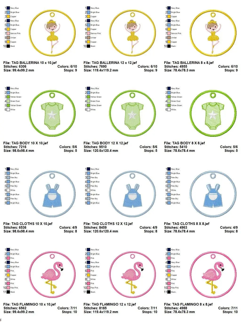 Tags embroidery designs - Tag embroidery design machine embroidery pattern - Baby Girl embroidery - School Luggage Baggage embroidery file Marcia Embroidery