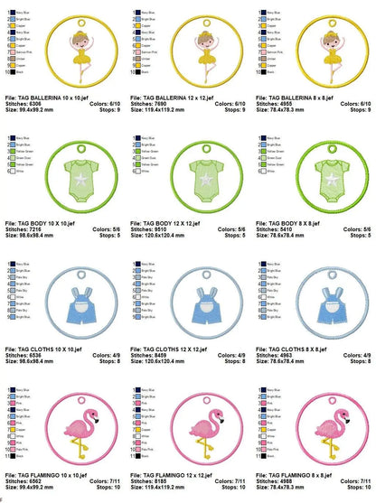 Tags embroidery designs - Tag embroidery design machine embroidery pattern - Baby Girl embroidery - School Luggage Baggage embroidery file Marcia Embroidery