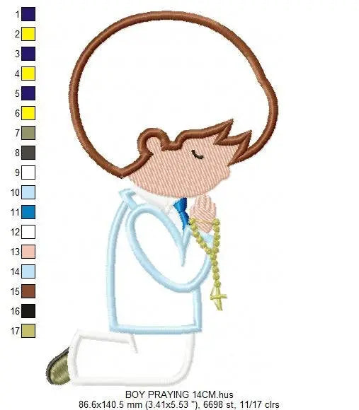 Praying Boy embroidery designs - Girl embroidery design machine embroidery pattern - First Communion embroidery file - Christening religious Marcia Embroidery