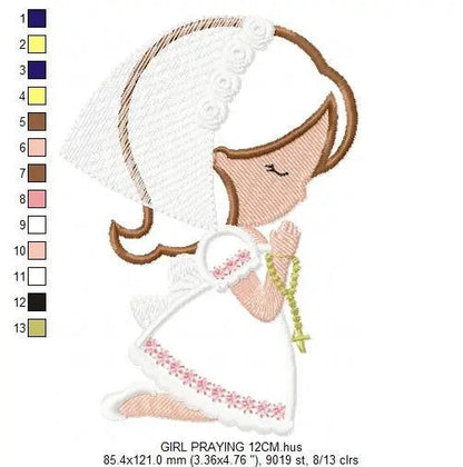 Praying Boy embroidery designs - Girl embroidery design machine embroidery pattern - First Communion embroidery file - Christening religious Marcia Embroidery