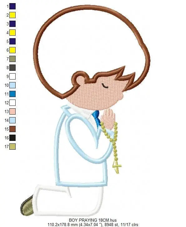 Praying Boy embroidery designs - Girl embroidery design machine embroidery pattern - First Communion embroidery file - Christening religious Marcia Embroidery