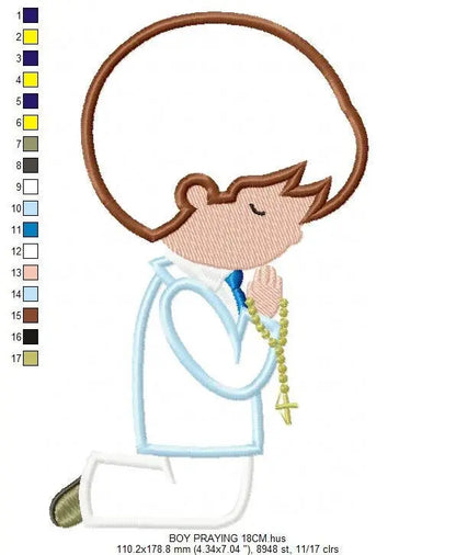 Praying Boy embroidery designs - Girl embroidery design machine embroidery pattern - First Communion embroidery file - Christening religious Marcia Embroidery