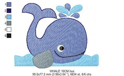 Whale embroidery designs - Fish embroidery design machine embroidery pattern - Ocean embroidery file - sea animal embroidery whale design