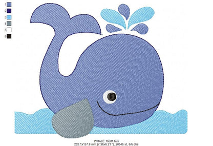 Whale embroidery designs - Fish embroidery design machine embroidery pattern - Ocean embroidery file - sea animal embroidery whale design