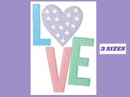 Love embroidery design - Heart embroidery designs machine embroidery pattern - Love word embroidery file - wedding couple instant download