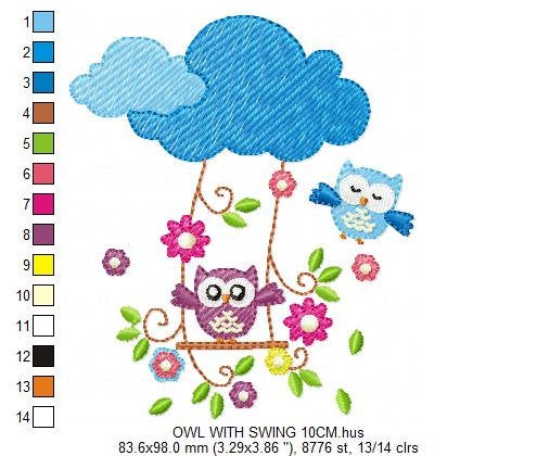 Owl embroidery design - Owl on branch embroidery design machine embroidery pattern - Kitchen Towel embroidery file - Instant download pes