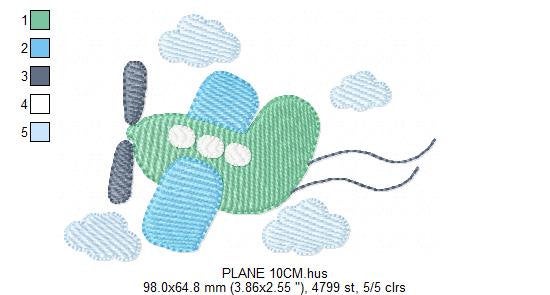 Plane embroidery designs - Airplane embroidery design machine embroidery pattern - Vehicle design baby boy embroidery file - kid pes sky