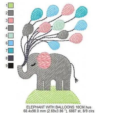 Elephant embroidery designs - animal embroidery design machine embroidery pattern - baby embroidery file - kid embroidery Balloon embroidery Marcia Embroidery