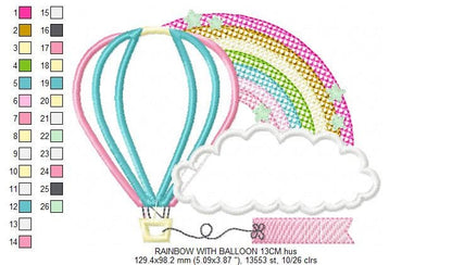 Cloud embroidery design - Rainbow embroidery designs machine embroidery pattern - balloon embroidery file - cloud applique design download