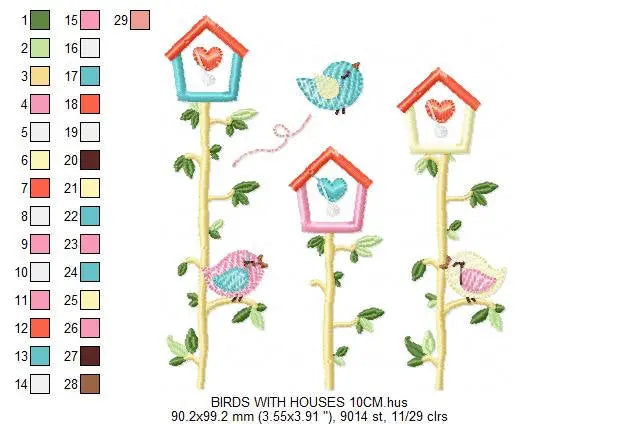 Bird embroidery designs - Birdhouse embroidery design machine embroidery pattern - instant download - bird applique design girl embroidery Marcia Embroidery