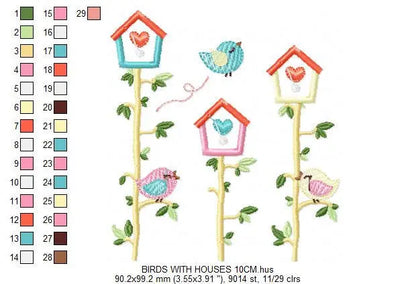 Bird embroidery designs - Birdhouse embroidery design machine embroidery pattern - instant download - bird applique design girl embroidery Marcia Embroidery