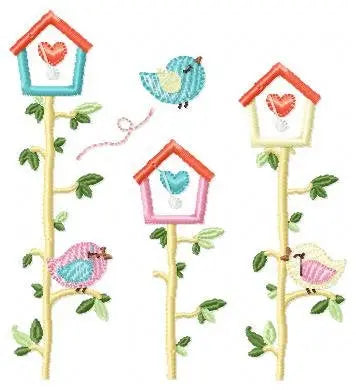 Bird embroidery designs - Birdhouse embroidery design machine embroidery pattern - instant download - bird applique design girl embroidery Marcia Embroidery