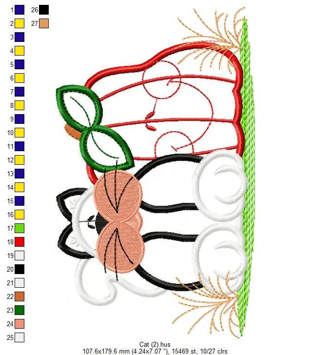Cat embroidery design - Animal embroidery designs machine embroidery pattern - Farm embroidery file - cat applique design digital download Marcia Embroidery